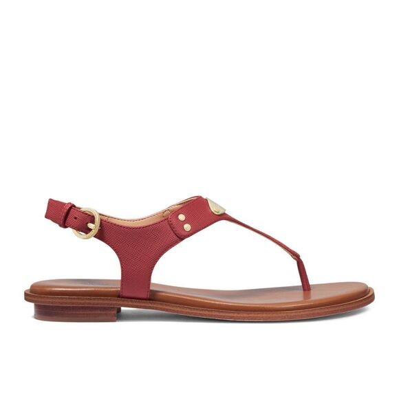 New! MICHAEL KORS Women's MK Plate Thong Leather Sandals Shoes Terracotta Size 7 - Picture 4 of 9